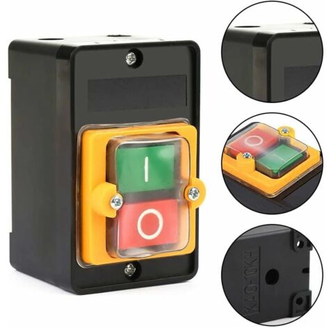 Commutateur de machine 2 pièces, interrupteur à bouton-poussoir de machine AC 220V/380V 10A interrupteur à bouton-poussoir marche/arrêt, interrupteur à bouton-poussoir, interrupteur de moteur avec boî