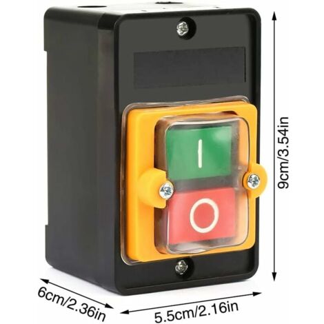 Commutateur de machine 2 pièces, interrupteur à bouton-poussoir de machine AC 220V/380V 10A interrupteur à bouton-poussoir marche/arrêt, interrupteur à bouton-poussoir, interrupteur de moteur avec boî