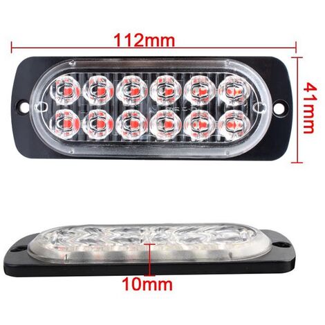 Barre LED Clignotante Voiture - 12-30V, 6 LED Blanc/Ambre, 16 Modes, IP65, Lot De 2