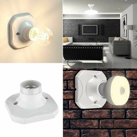 lot de 4 Douille d'ampoule LED E27, douille E27 en céramique et base en plastique, douille murale E27, douille E27 blanche avec anneau pour éclairage d'entrée/plafonnier/balcon