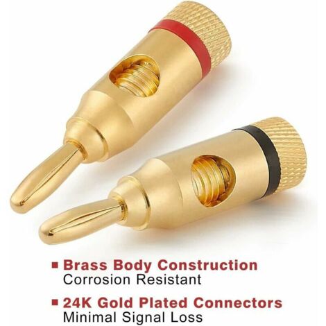 Fiches banane 12 pièces, connecteurs plaqués or 24K de haute qualité pour haut-parleurs HiFi, câbles de haut-parleurs, cinéma maison