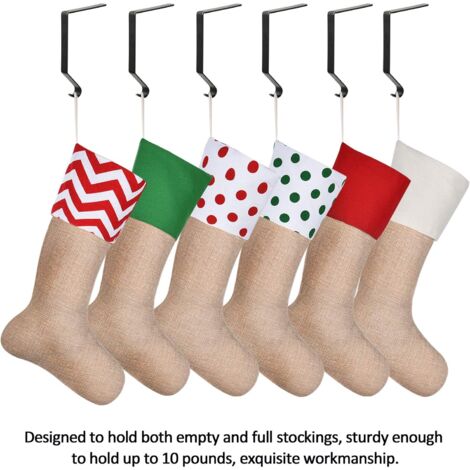 Lot De 6 Supports Bas De Noël - Crochets Métal Pour