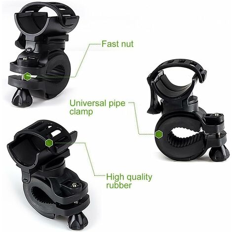 Support De Lampe Vélo Rotatif 360° - Fixation Guidon Pour Lampe De Poche Et Torche - VTT Et Route