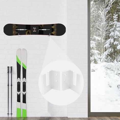 Blanc, 12 x 12 x 4 cm) Support à skis de garage – 2 présentoirs à skis