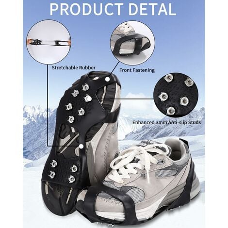 Crampons à 19 crampons Glace Neige Grips Système de crampons de traction  Protection sûre pour la marche, le jogging ou la randonnée sur la neige et  la