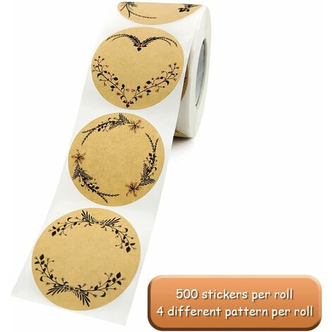 500 étiquettes Autocollantes Rondes En Papier Kraft - 38 Mm, 8 Motifs - Pour Pots De Confiture, épices, Cadeaux DIY
