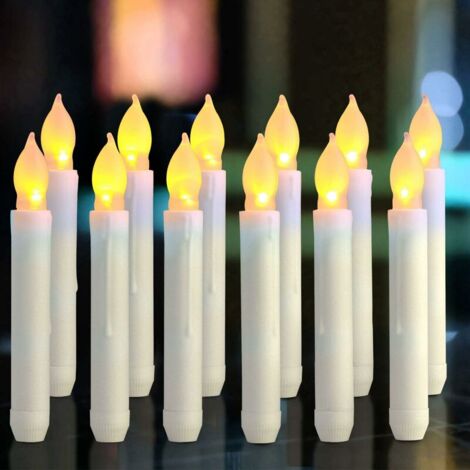 Bougies LED – Longues bougies Menorah – Lot de 12 bougies sans flamme alimentées par piles AA 16,5 x 2 cm pour fête, mariage, décoration de Noël, lumières ambiantes