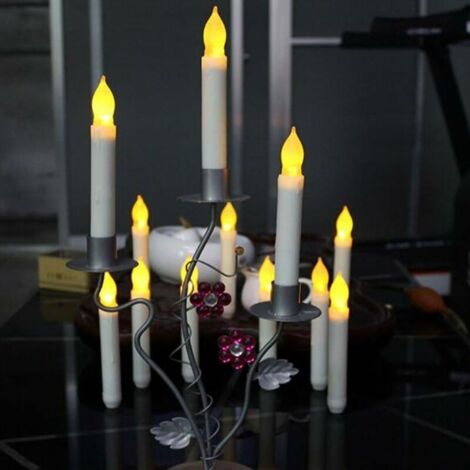 Bougies LED – Longues bougies Menorah – Lot de 12 bougies sans flamme alimentées par piles AA 16,5 x 2 cm pour fête, mariage, décoration de Noël, lumières ambiantes