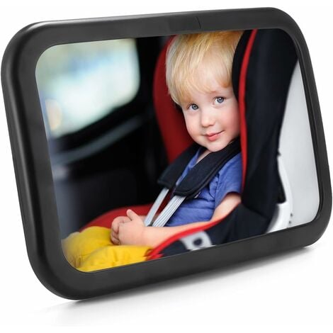 Miroir de voiture pour bébé, miroir de voiture pour bébé 100 % incassable  pour la sécurité des sièges arrière, miroir de voiture rotatif à 360° avec  bande élastique réglable
