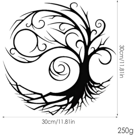 Noir、Décoration murale arbre de vie en métal - Décoration murale - Arbre en métal - Sculpture - Décoration murale moderne - Pour salon, chambre à coucher