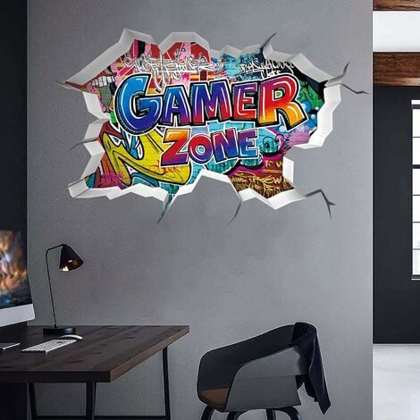 3D Autocollants Muraux Gamer,Sticker Mural de Chambre Garçon,Gamer
