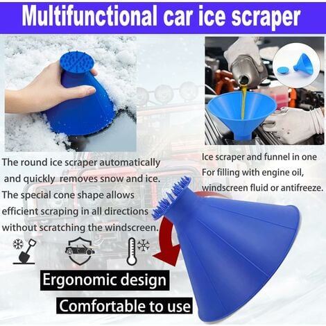 Grattoir à glace pour voiture avec entonnoir rond, grattoir à neige