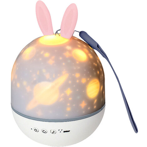 LED Lampe 360° Rotation 8 Chansons 6 Films de Projection 4 Couleurs Mode Cadeau Noël Anniversaire Veilleuse Enfant Etoile Projecteur, Veilleuse Bébé Musicale et Lumineuse Rechargeable