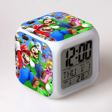 Super Mario 3 pouces petite taille Mini LED numérique garçons Anime réveil  enfants chambre décor Date, heure, température 