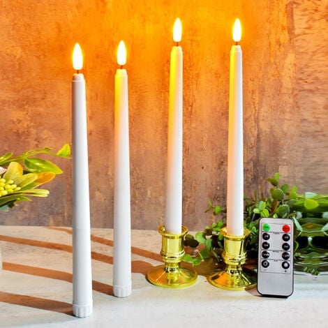 Chandelle LED 21 cm avec effet flamme vacillante et télécommande, Bougeoirs et bougies à LED