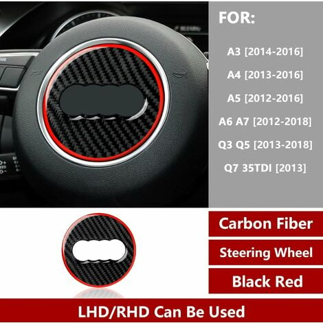Autocollant en fibre de carbone pour volant de voiture, compatible avec Audi