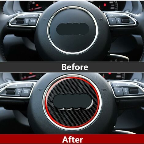Autocollant décoratif de bouton de volant en Fiber de carbone de voiture 2  en 1 pour