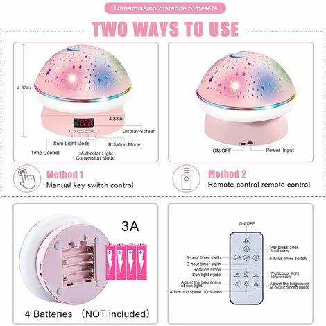 Veilleuse Bébé Projecteur Ciel Etoile,Veilleuse Enfant avec 8 Couleurs,Veilleuse BéBé Rotation 360° Led Dimmable avec Télécommande Veilleuse Lampe,Projecteur Enfant pour Bébé Fille Noël Cadeau