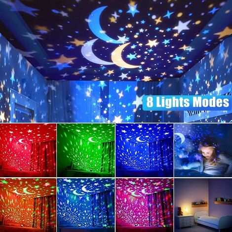 Veilleuse Bébé Projecteur Ciel Etoile,Veilleuse Enfant avec 8 Couleurs,Veilleuse BéBé Rotation 360° Led Dimmable avec Télécommande Veilleuse Lampe,Projecteur Enfant pour Bébé Fille Noël Cadeau