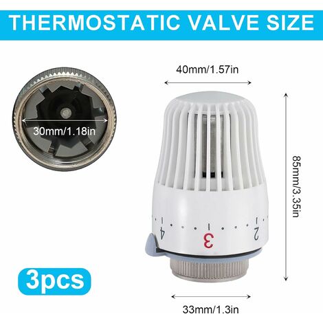 Tête de thermostat sur vanne de chauffage+partie de la vanne-basse M30x1