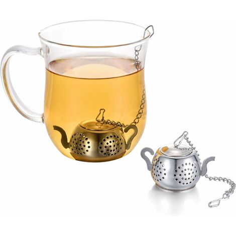 Infuseur à thé à 7 feuilles, infuseur à thé en acier inoxydable avec chaîne  et égouttoir