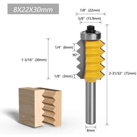 (8x22x30mm)Routeur à Joint réversible, Rail à tige de 8mm, routeur à colle, coupe-Tenon conique, outils pour le travail du bois