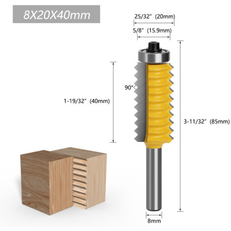 (8x20x40mm)Routeur à Joint réversible, Rail à tige de 8mm, routeur à colle, coupe-Tenon conique, outils pour le travail du bois