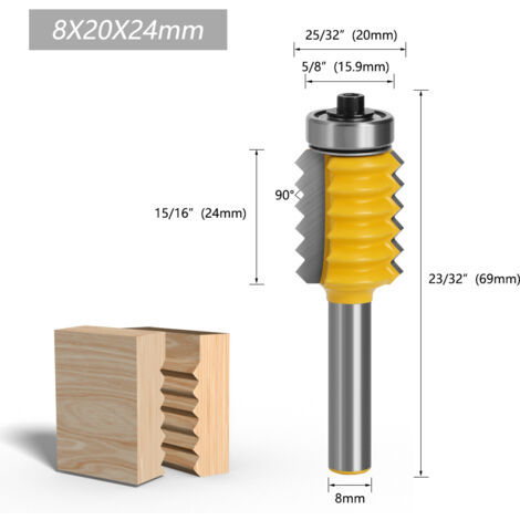 (8x20x24mm)Routeur à Joint réversible, Rail à tige de 8mm, routeur à colle, coupe-Tenon conique, outils pour le travail du bois