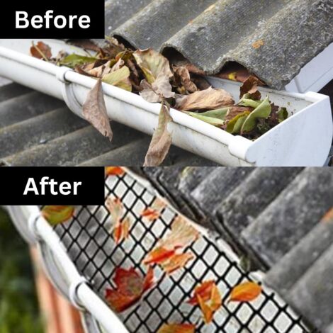 Grille De Protection Pour Gouttière - 18cm X 8m, Maille Plastique Anti-Feuilles/Débris (avec Accessoires De Fixation)