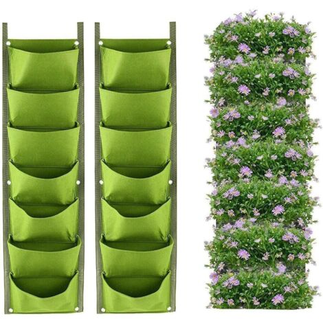 Jardinière Murale 7 Poches En Feutre - Culture Verticale Pour Balcon Et Petit Espace | Imperméable Et Respirant