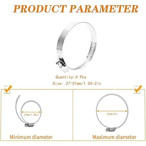 Lot De 10 Colliers De Serrage Inoxydable 304 - Diamètre 27 à 51 Mm, Réglables - Pour Tuyaux, Piscine, Automobile, Maison
