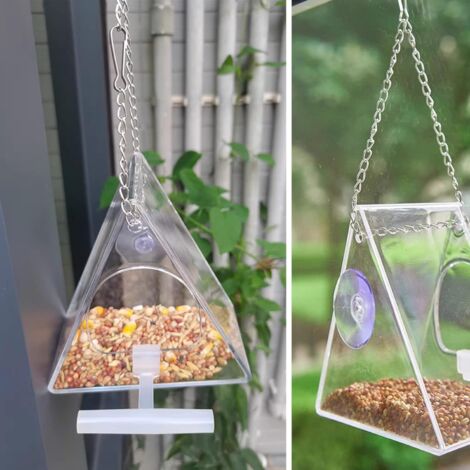 Mangeoire à oiseaux, mangeoire à oiseaux suspendue extérieure, adaptée au jardin extérieur, mangeoire triangulaire