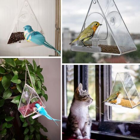 Mangeoire à oiseaux, mangeoire à oiseaux suspendue extérieure, adaptée au jardin extérieur, mangeoire triangulaire