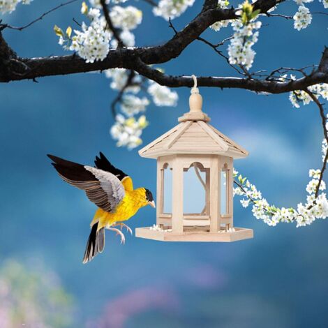 Mangeoire À Oiseaux Exterieur, Mangeoire Oiseaux Exterieur Suspendue, Mangeoire pour Oiseaux Sauvages, Nourriture en Bois pour Oiseaux Sauvages, pour Les Arrière-Cours, Les Arbres