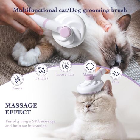 Brosse pour Chiens et Chats,Brosse pour Chaton,Brosse Autonettoyante Pour Animaux de Compagnie, Peignes de Massage Pour Chats et Chiens à Poils Courts, Moyens et Longs - Violet