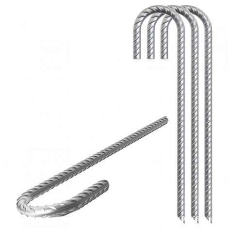 Lot De 48 Piquets De Tente En Acier Galvanisé 23 Cm - Pour Sols Durs, Rocheux - Diamètre 0,6 Cm, Avec Tête En T