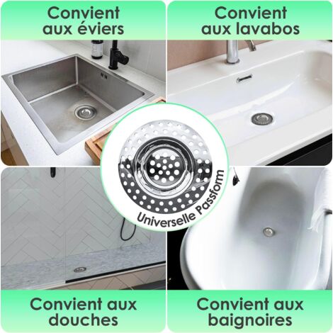 Lot De 3 Filtres D'Évier En Acier Inoxydable - Attrape-Cheveux Pour Douche, Baignoire, Lavabo - Diam. Int. 4,3 Cm
