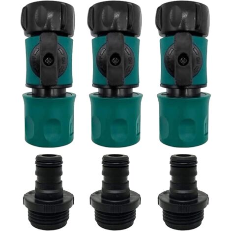 Kit De 4 Raccords Rapides Pour Tuyau D'arrosage 1/2" - Avec Robinet D'arrêt - Connexion Facile Sans Outil