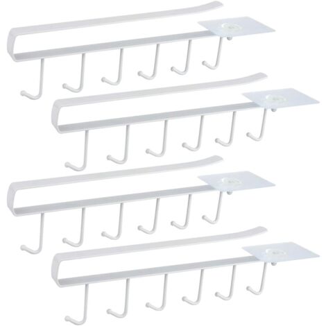 Blanc Lot De 4 Armoire Insert Porte-Tasses Porte-gobelet Pour 6 Tasses Crochets De Rangement Pour Tasses Rangement Crochets Pour Ustensiles De Cuisin 92345549