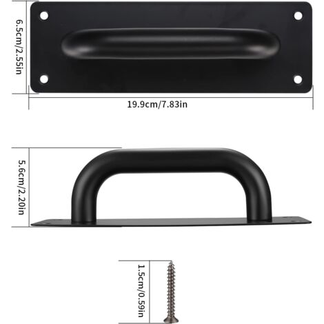 Poignées de Porte Coulissante, Poignées Traction de Porte Armoire Acier Inox avec Plaques pour Grange, Porte en Bois, Jardin Extérieure - 200x65 mm