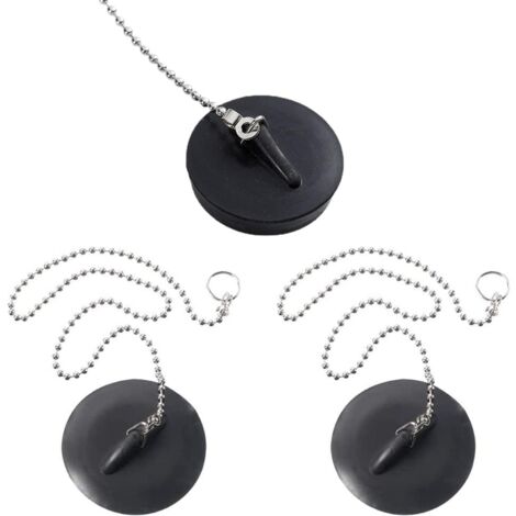 FIHODONE 4 Pièces Bouchon Evier Cuisine, 46mm-42mm Bouchon Baignoire Universel, Bouchon De Baignoire En Acier Inoxydable, Bouchon Évier Avec Chaîne à Billes Et Crochets, Pour Salle De Bain Cuisine