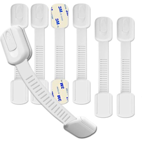 Lot De 10 Fermetures De Sécurité Pour Tiroirs Et Portes - Protection Enfant Sans Perçage - Adhésif 3M Fort - Réglable