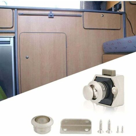 Loquet Bouton Poussoir Sans Clé - Lot De 2 - Pour Porte Caravane, Camping-Car, Meuble - Blanc - 4.8x4.5x9cm
