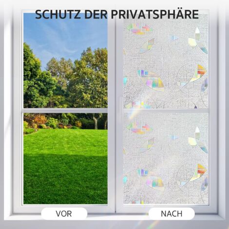 URAQT Film Fenetre Anti Regard, 44.5x200cm Film Occultant Fenêtre Effet Arc -en-Ciel, Film Electrostatique Vitre, Film Opaque Pour Vitre Anti UV Pour La Cuisine De Salle Bain Chambre Du Bureau(Lune