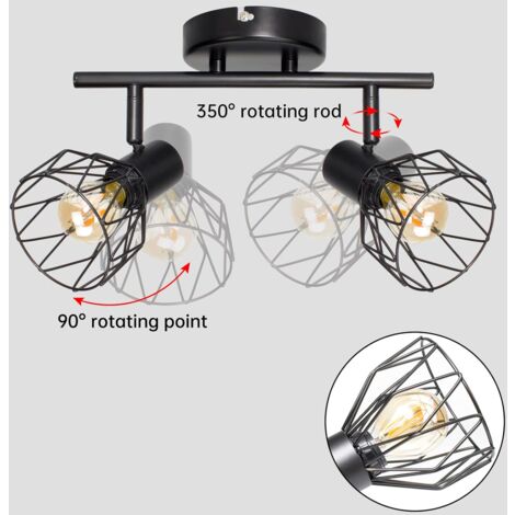 GBLY plafonnier LED 3 spots pivotants & orientables , GU10 , Spot plafond , Noir , Moderne , éclairage intérieur plafond LED cuisine chambre salon , IP20 , sans ampoules