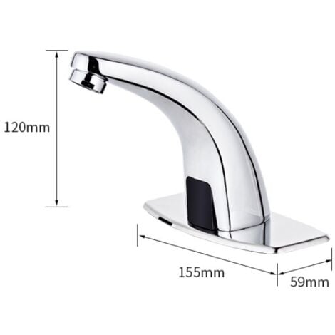 Robinet de lavabo automatique sans contact avec couvercle perforé, capteur de courant continu, chrome
