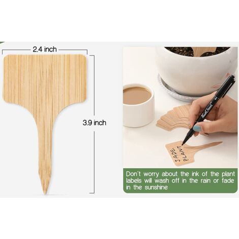 Étiquettes écologiques Pour Plantes En Bambou, Type T, 3 étiquettes Pour Plantes En Bois