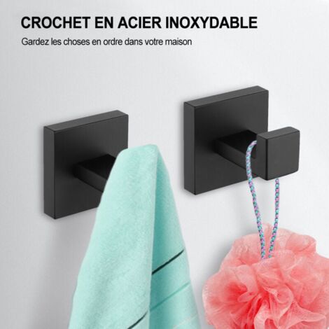 4 Pcs Noire Crochet Porte-serviettes Lot De 2 Fixation Murale