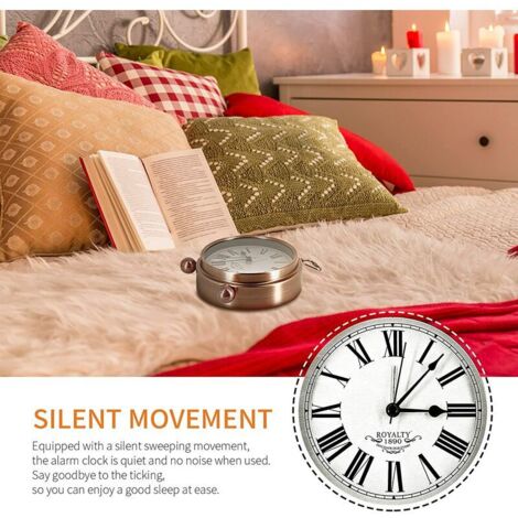 BORDEAG Réveil Matin Vintage Silencieux – Analogique Sans Tic-Tac, Grand Cadran 4 Pouces, Piles, Pour Gros Dormeurs