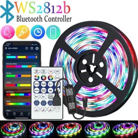 Ruban LED 15m, RGB Bande LED Bluetooth Smart App Contrôle, Multicolore  Ruban Led avec Télécommande, Changement de Couleur avec la Musique, pour  Chambre, Fête, Cuisine : : Luminaires et Éclairage